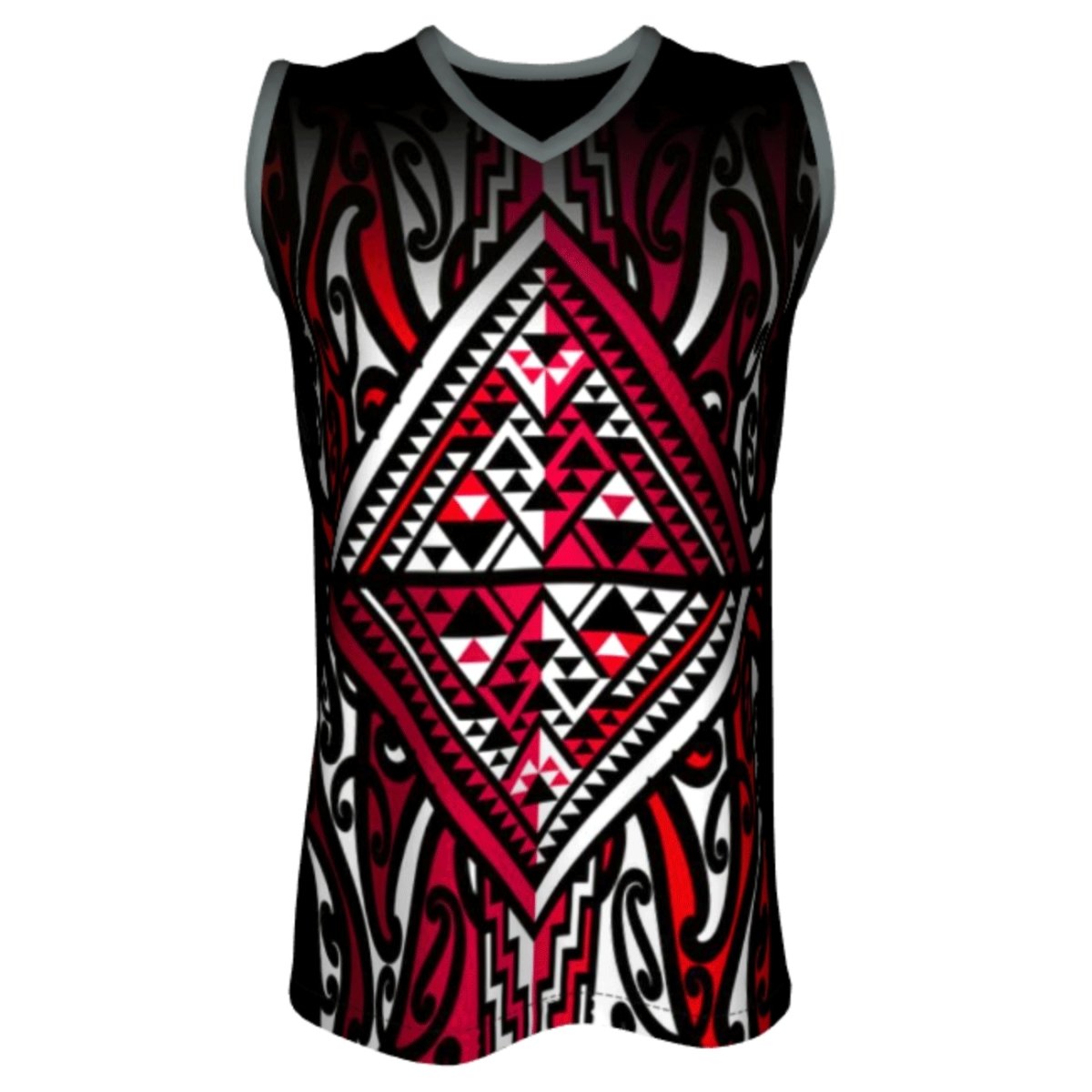 Basketball Singlet - Patiki Red - Revolution Aotearoa