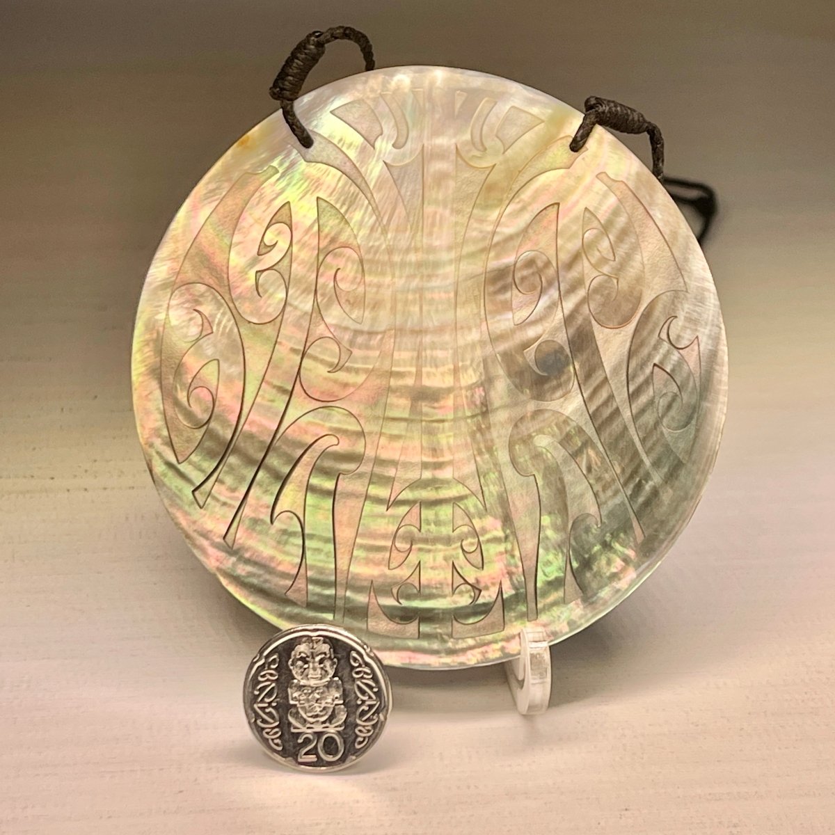 Large Black Mother Of Pearl Shell Statement Pendant - Mangopare - Revolution Aotearoa