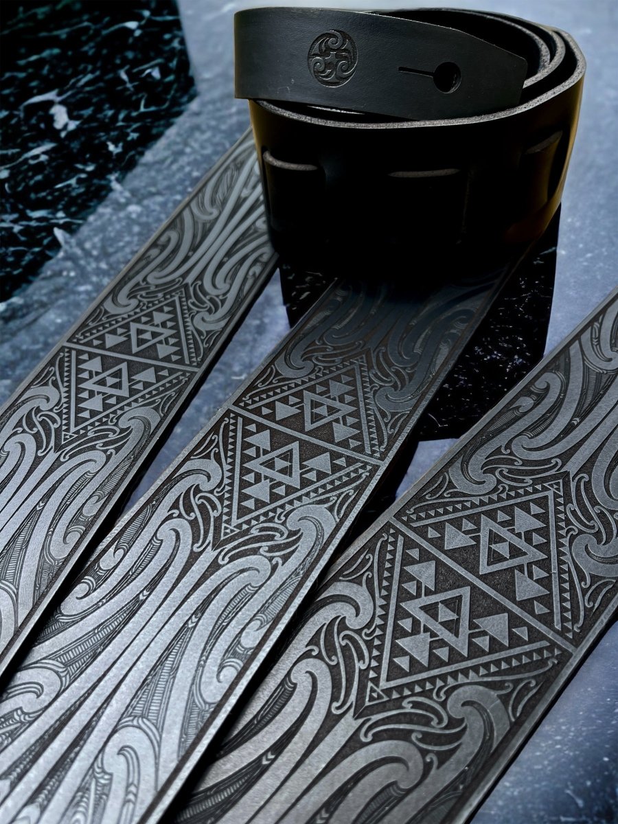 Moko Wheku Leather Guitar Strap - Revolution Aotearoa