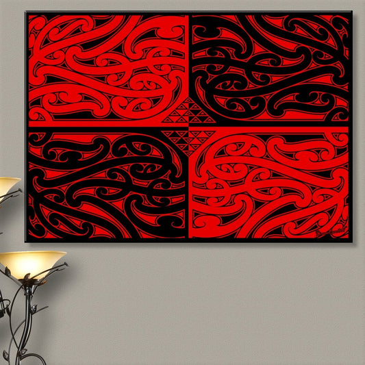Nga Hau e Wha Red Canvas Print - Revolution Aotearoa