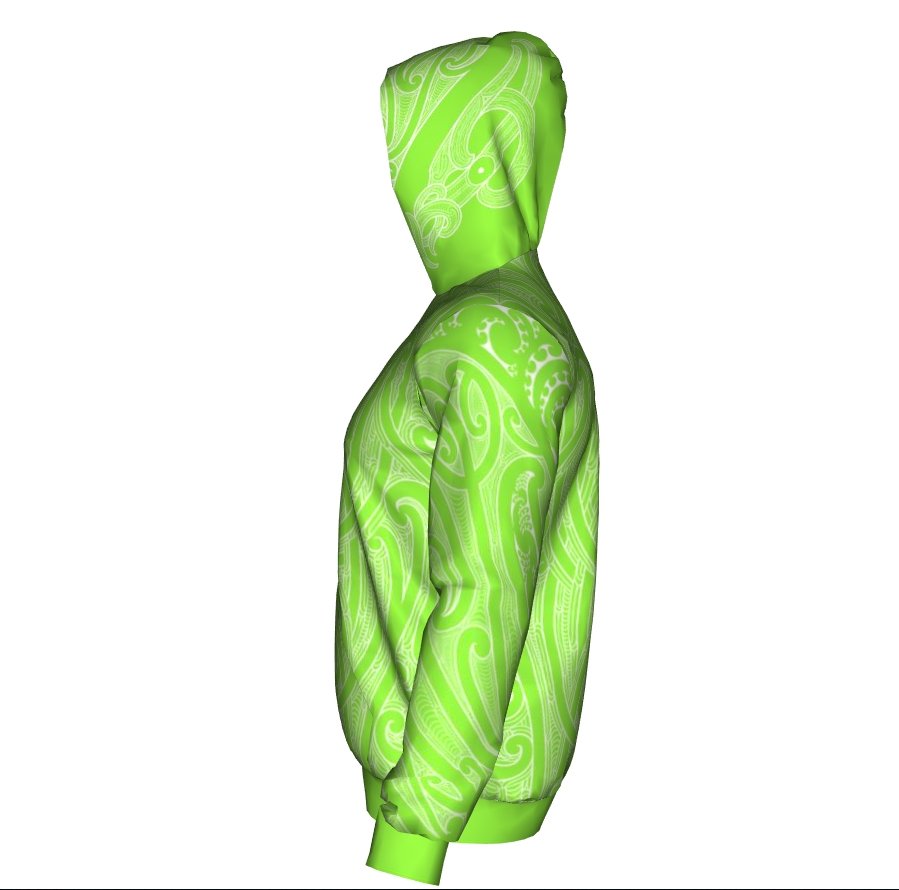 Puhoro Hoodie - Bright Green / White - Revolution Aotearoa