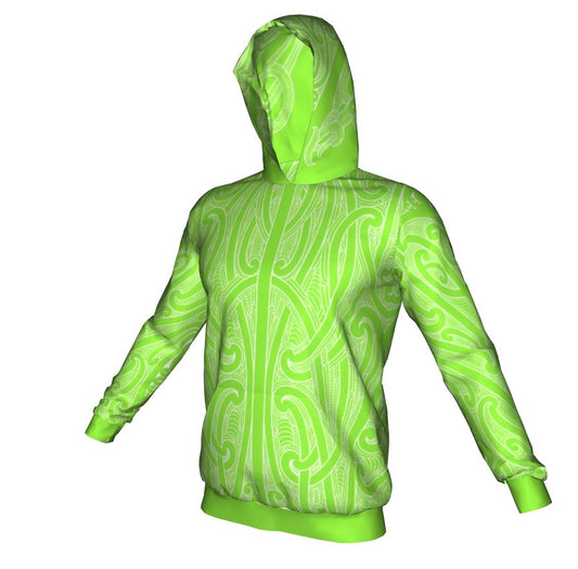 Puhoro Hoodie - Bright Green / White - Revolution Aotearoa