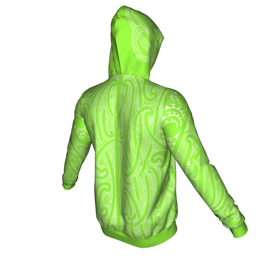 Puhoro Hoodie - Bright Green / White - Revolution Aotearoa