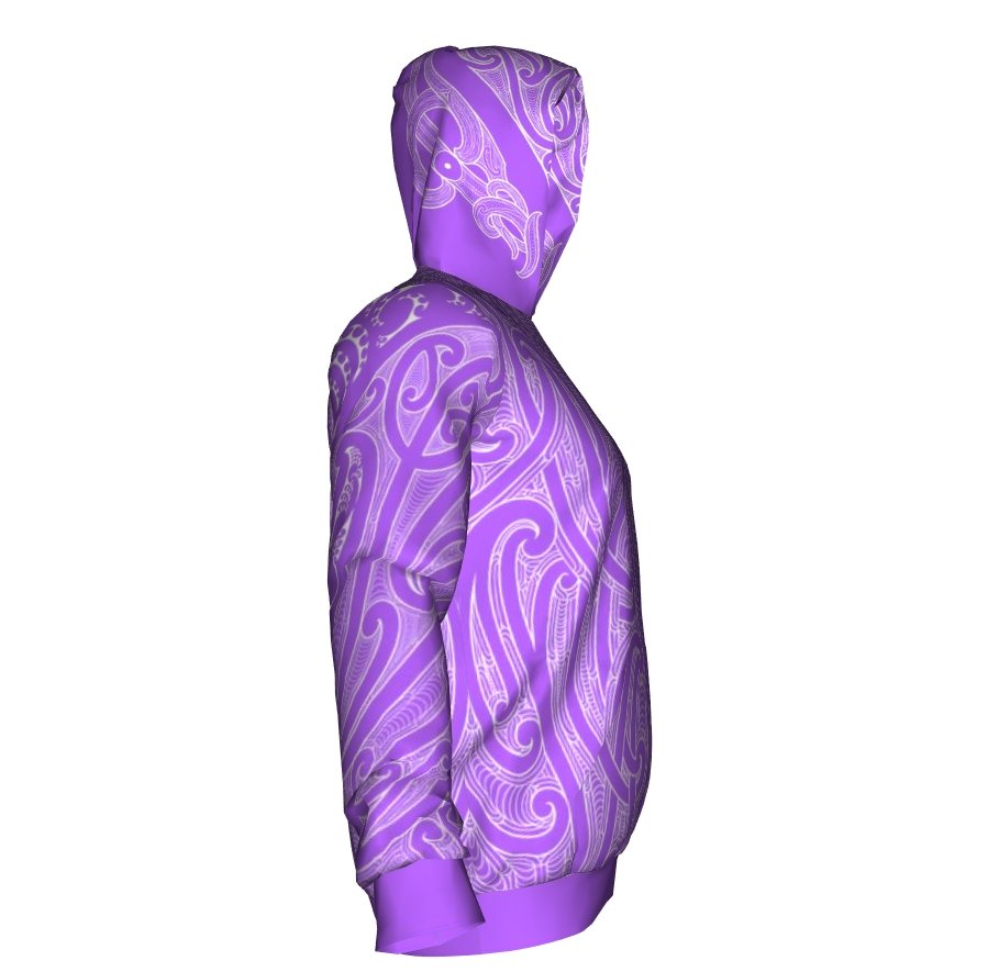 Puhoro Hoodie - Lilac / White - Revolution Aotearoa