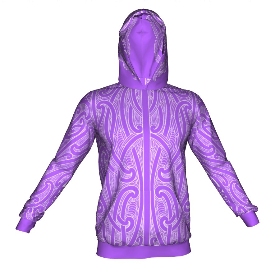 Puhoro Hoodie - Lilac / White - Revolution Aotearoa