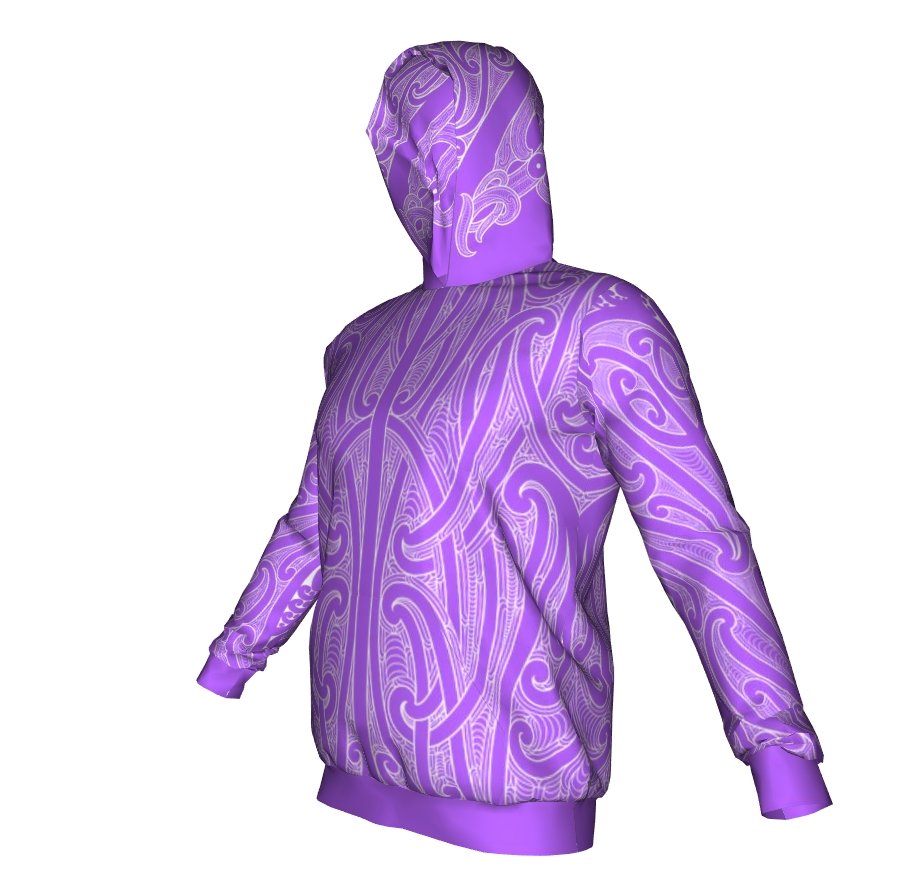 Puhoro Hoodie - Lilac / White - Revolution Aotearoa