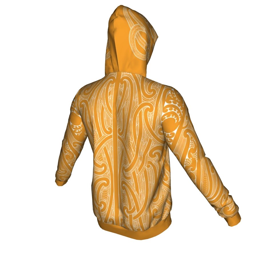 Puhoro Hoodie - Orange / White - Revolution Aotearoa