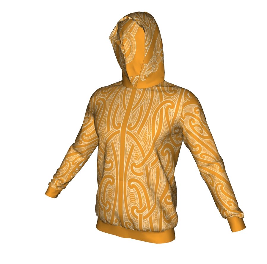 Puhoro Hoodie - Orange / White - Revolution Aotearoa