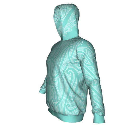 Puhoro Hoodie - Turquoise / White - Revolution Aotearoa