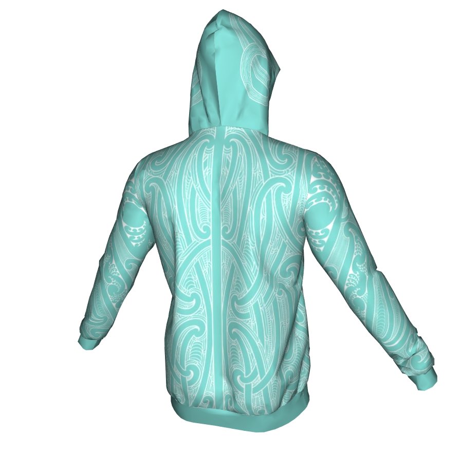 Puhoro Hoodie - Turquoise / White - Revolution Aotearoa