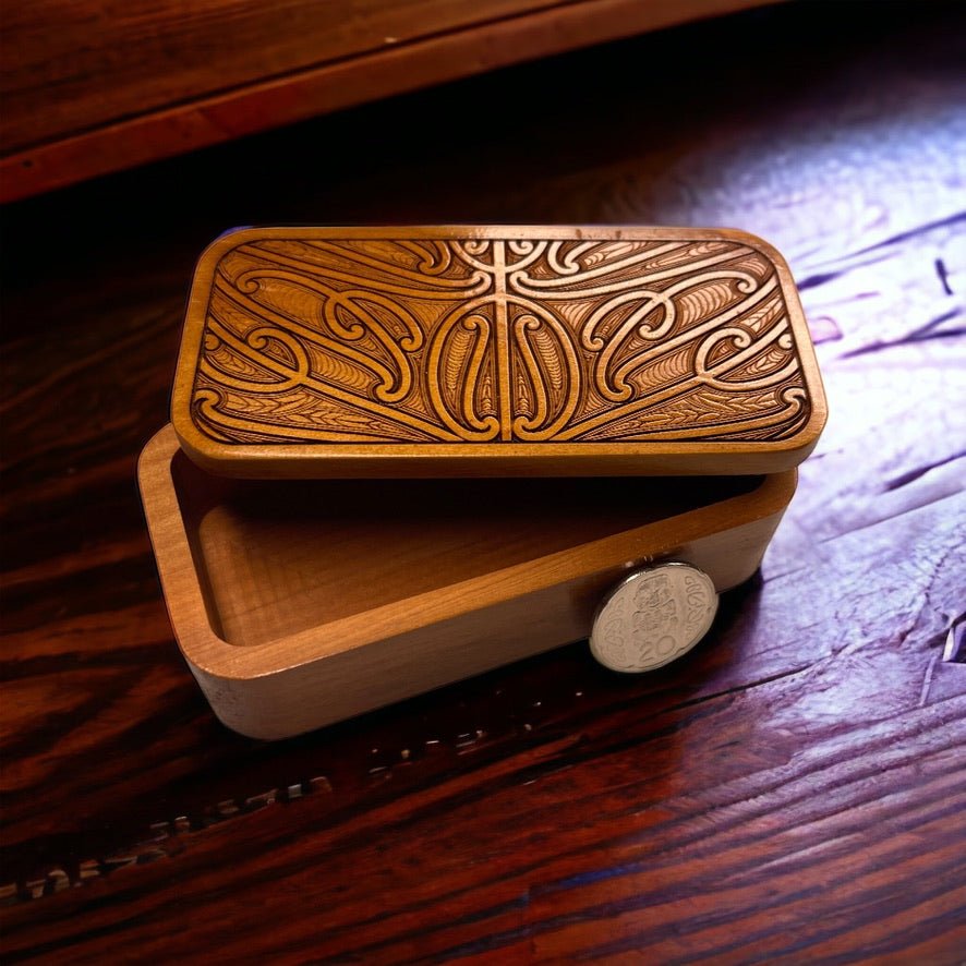 Taonga Keepsake Box - Rimu - Kowhaiwhai Lid - Revolution Aotearoa