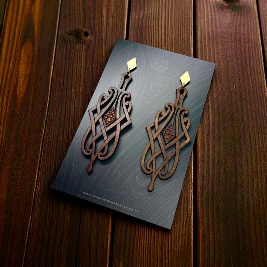 Leather Earrings - Matariki - Totara Stain
