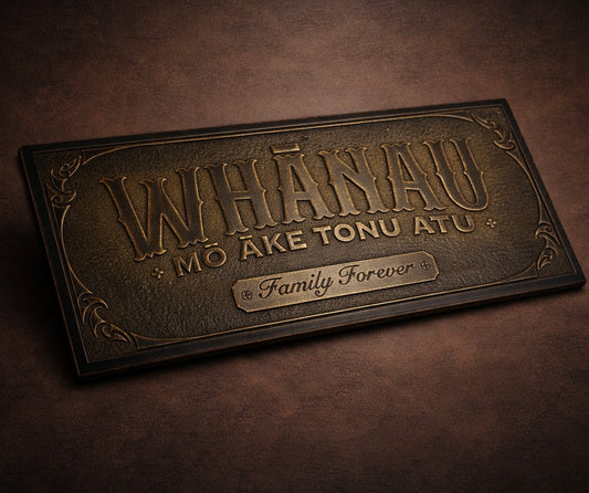 Sign / Wall Plaque - Whānau Mō Āke Tonu Atu - Copper