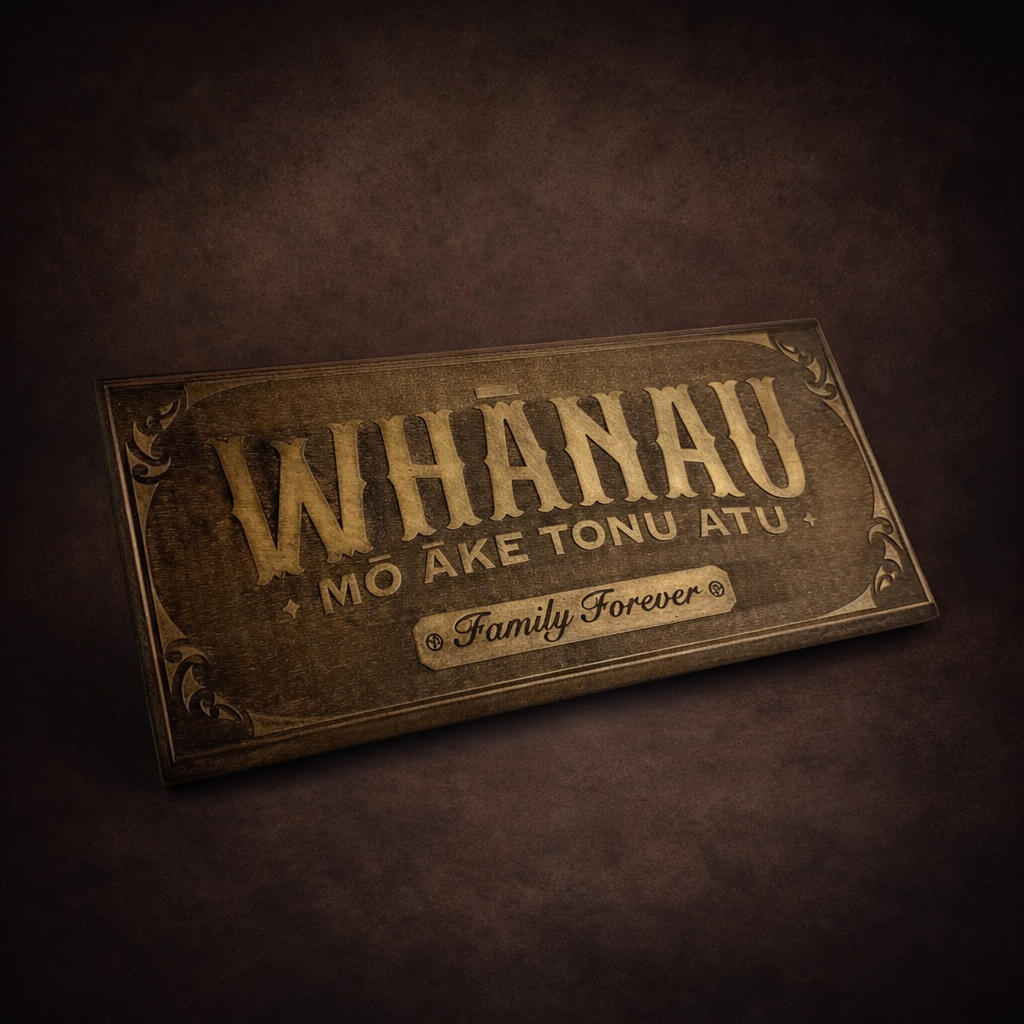 Sign / Wall Plaque - Whānau Mō Āke Tonu Atu - Bronze Tone