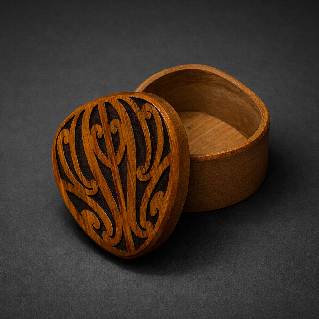 Papa Huia Iti - Keepsake Box - Rimu - Puhoro Lid