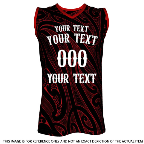 Custom Basketball Singlet - Taiao - Black Red