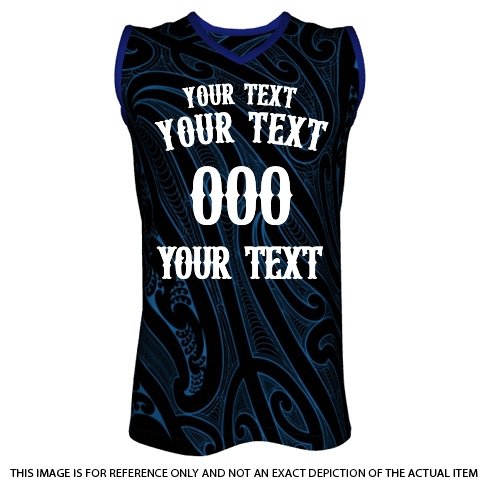 Custom Basketball Singlet - Taiao - Black Blue - Revolution Aotearoa