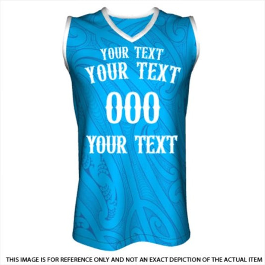 Custom Basketball Singlet - Taiao - Blue - Revolution Aotearoa