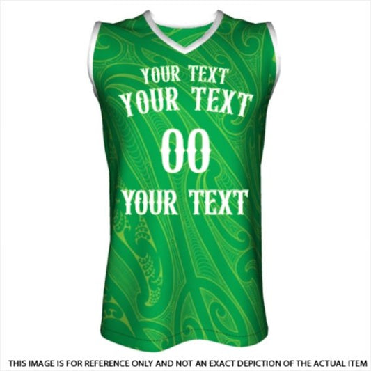 Custom Basketball Singlet - Taiao - Green - Revolution Aotearoa