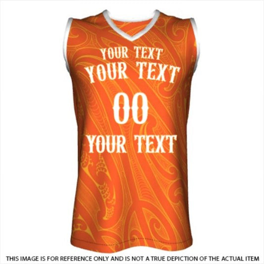 Custom Basketball Singlet - Taiao - Orange - Revolution Aotearoa