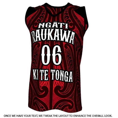Custom Basketball Singlet - Waiora - Deep Red - Revolution Aotearoa