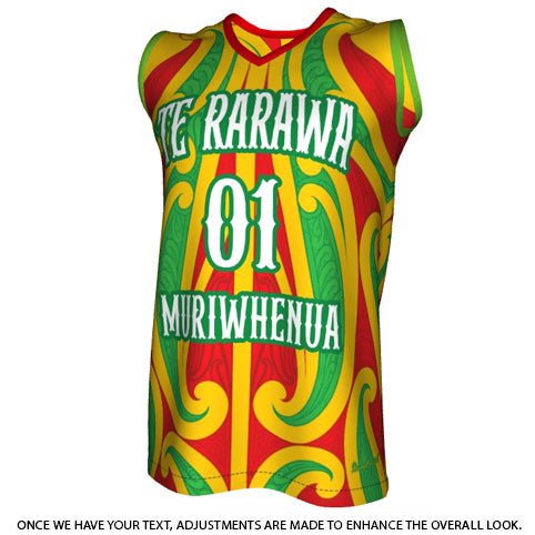 Custom Basketball Singlet - Waiora - Rasta - Revolution Aotearoa