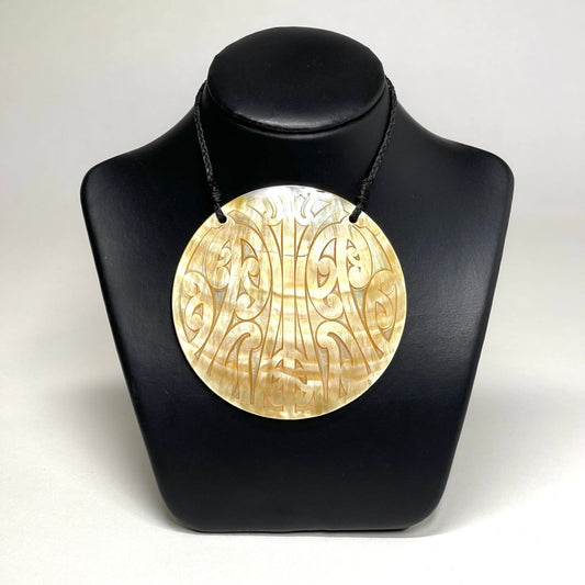 Gold Mother of Pearl Pendant - Mangopare - 70mm (sml) - Revolution Aotearoa