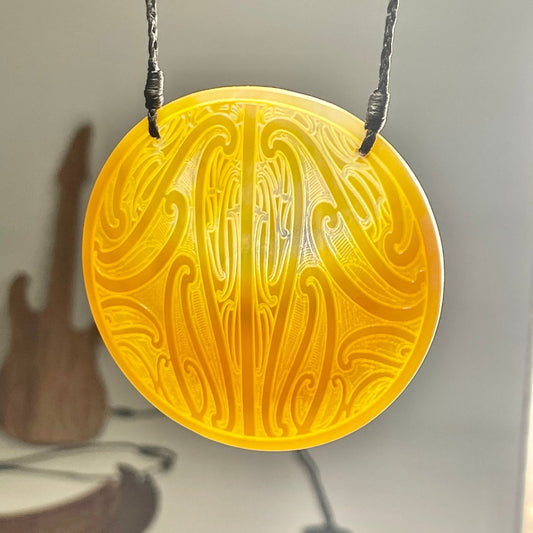 Gold Mother Of Pearl Shell Statement Pendant - Taiao - Revolution Aotearoa