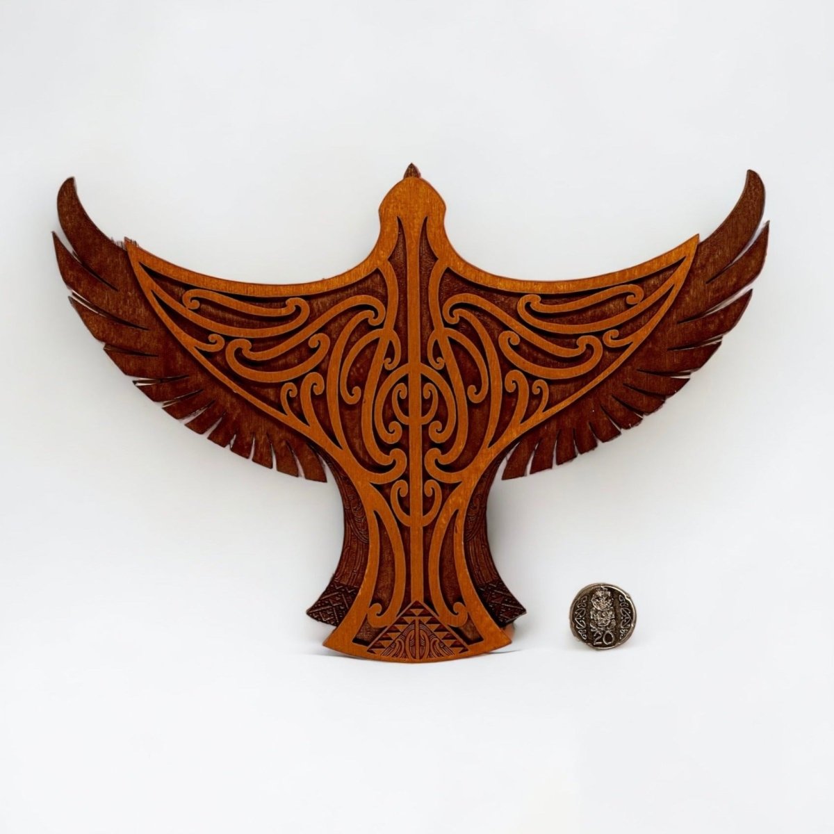 Karearea Falcon - Layered Art Wall Plaque - Natural Stain Finish - Revolution Aotearoa