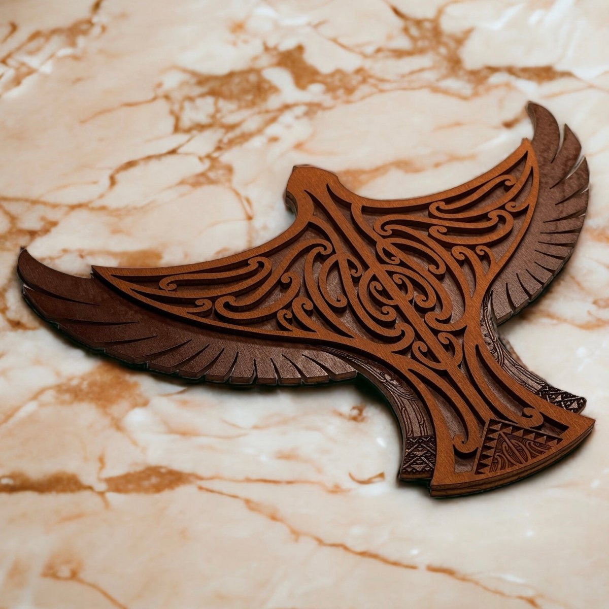 Karearea Falcon - Layered Art Wall Plaque - Natural Stain Finish - Revolution Aotearoa