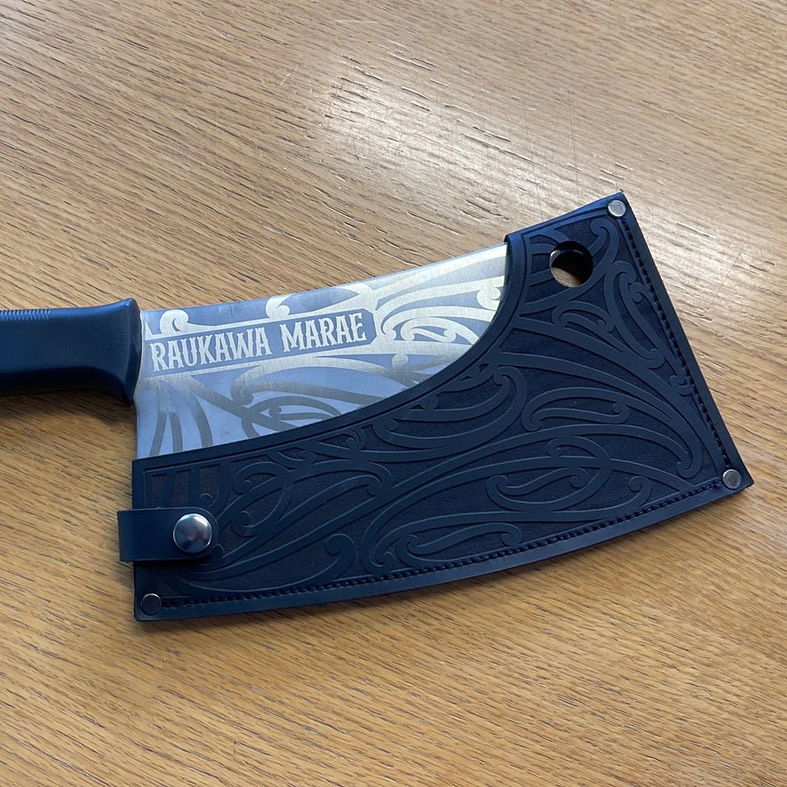 Leather Cleaver Sheath, Kowhaiwhai Engraved. (Cleaver not Included) - Revolution Aotearoa