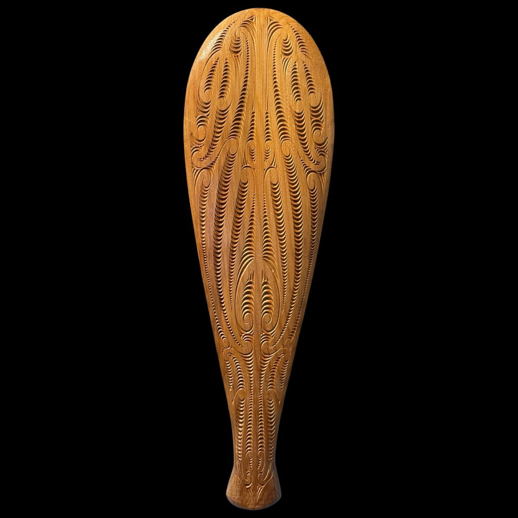 Patu - Kowhaiwhai Unaunahi - Carved Native NZ Rimu - 360mm - Revolution Aotearoa