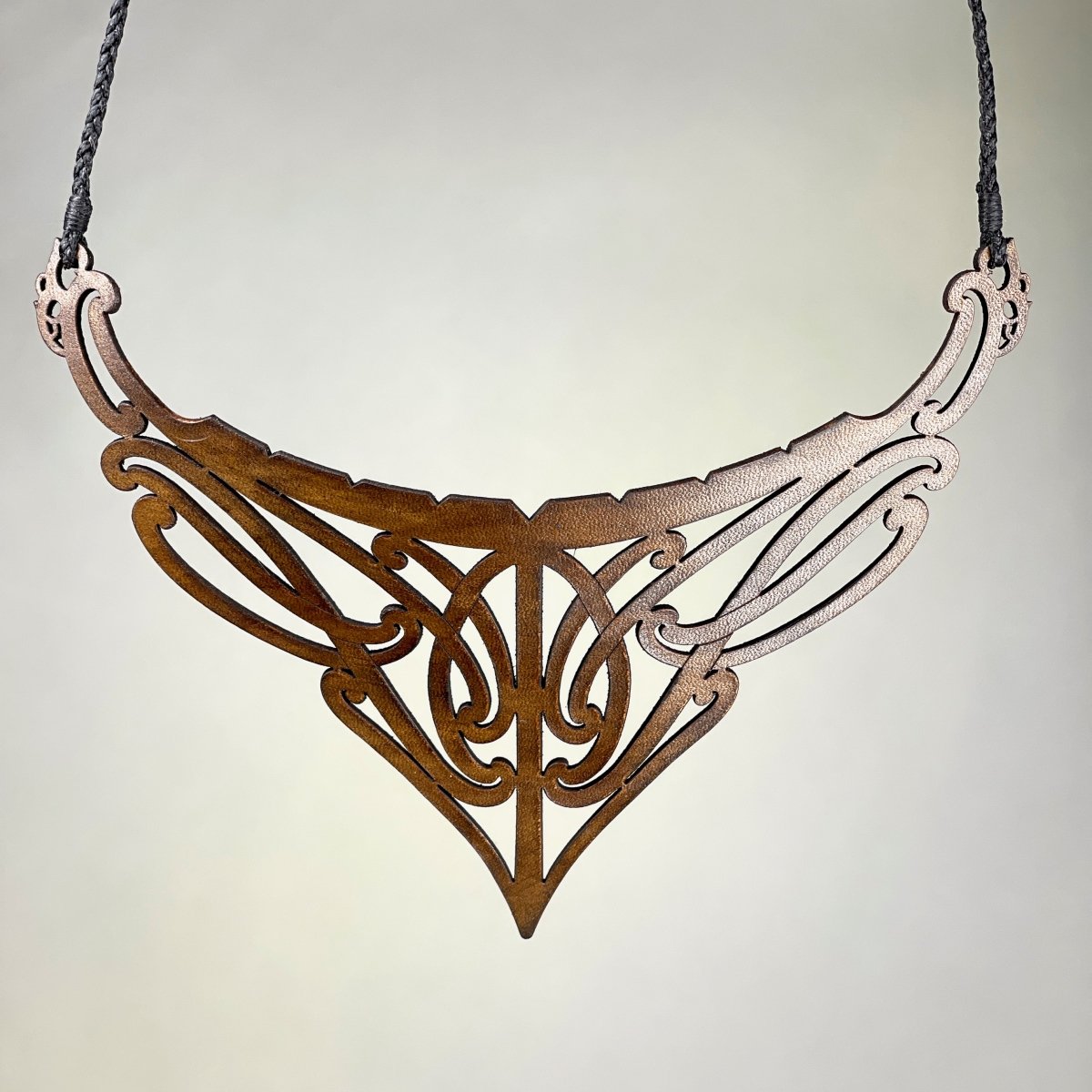 Puhoro Raranga Leather Statement Necklace - Revolution Aotearoa